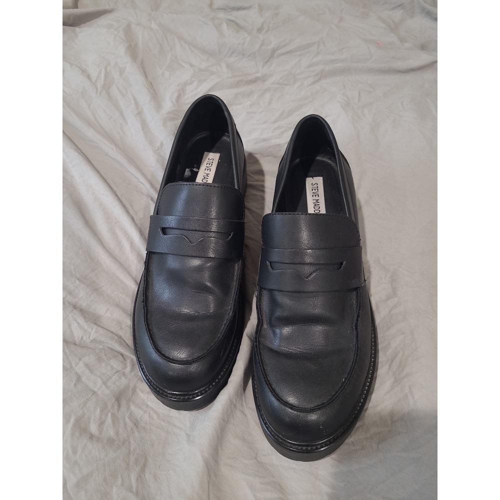 Steve Madden Lotto Black Penny Loafers Women's SZ 9M Shoes goth preppy academa
